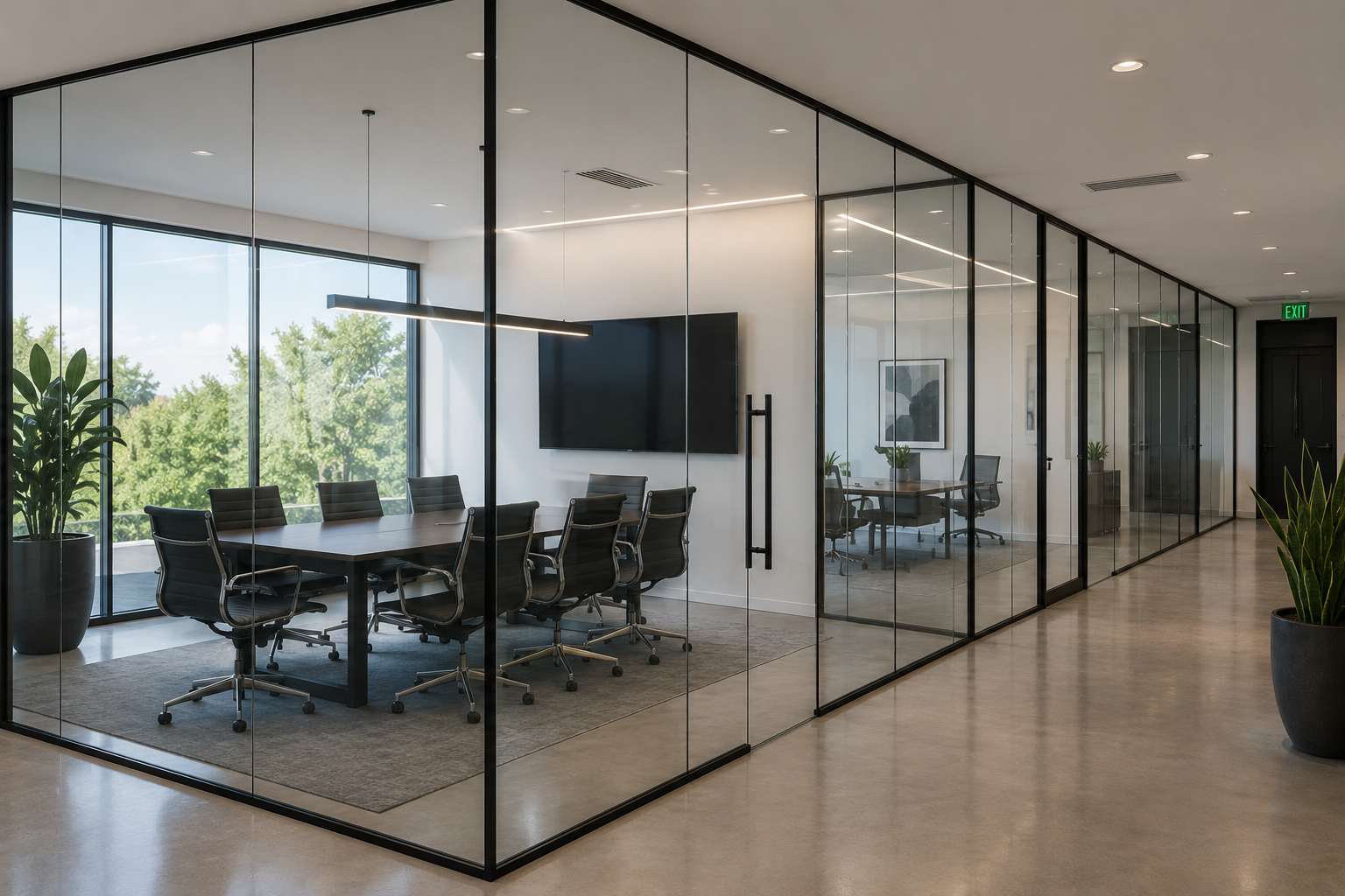 Glass partition wall