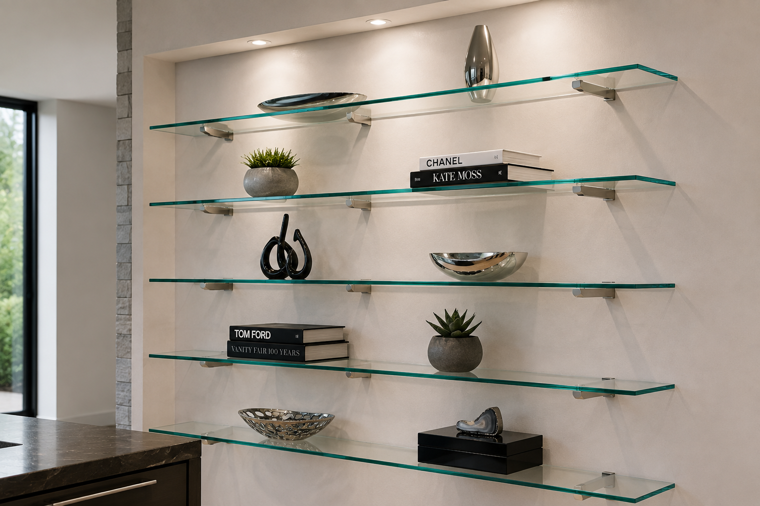 Custom glass shelving